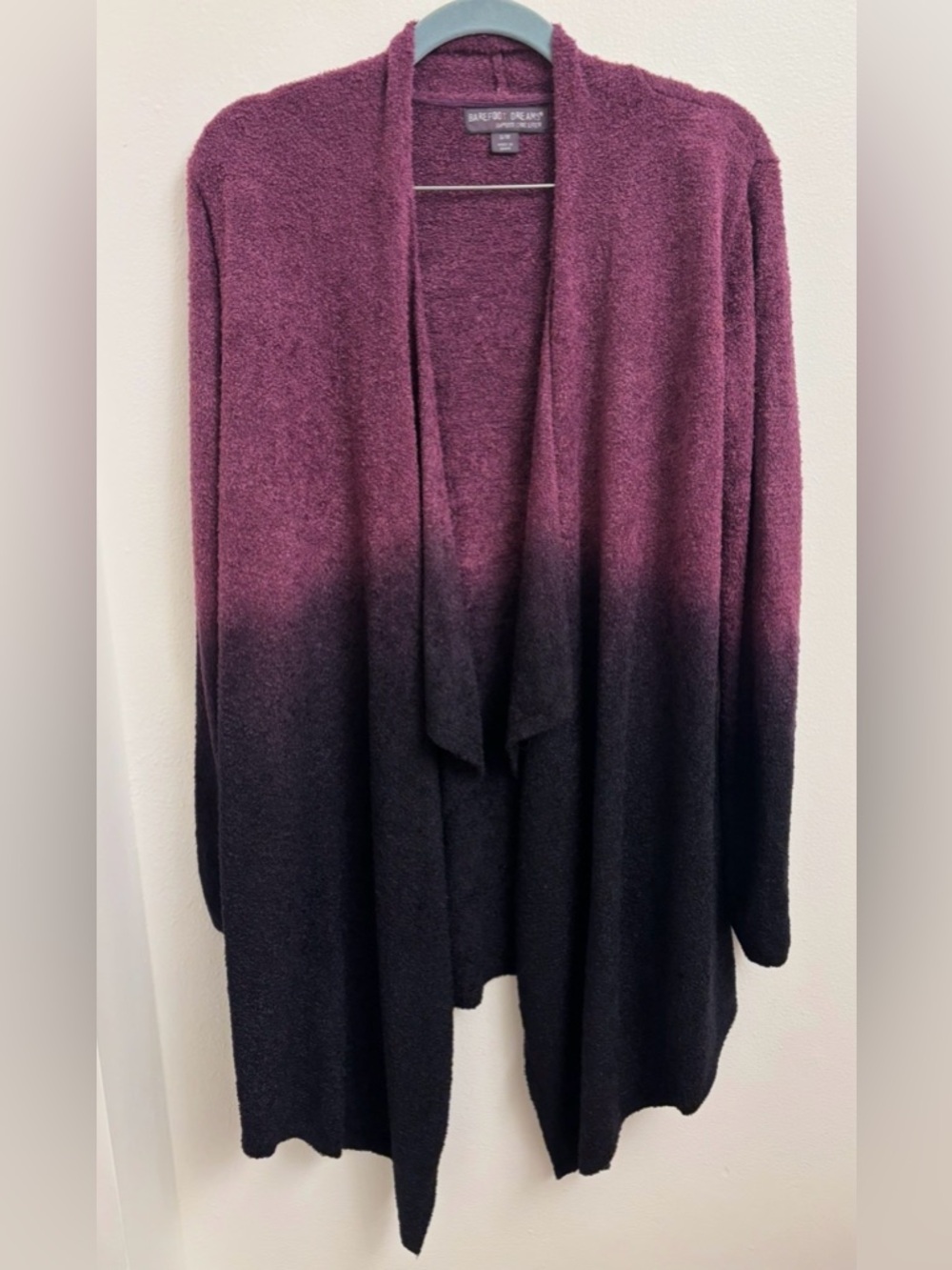 Barefoot Dreams CosyChic Lite Ombré Coastal Cardigan S/M Plum Black Draped